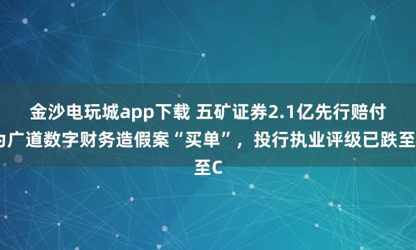 金沙電玩城app下載 五礦證券2.1億先行賠付為廣道數字財務造假案“買單”，投行執業評級已跌至C
