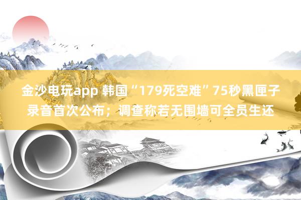 金沙電玩app 韓國(guó)“179死空難”75秒黑匣子錄音首次公布；調(diào)查稱若無(wú)圍墻可全員生還