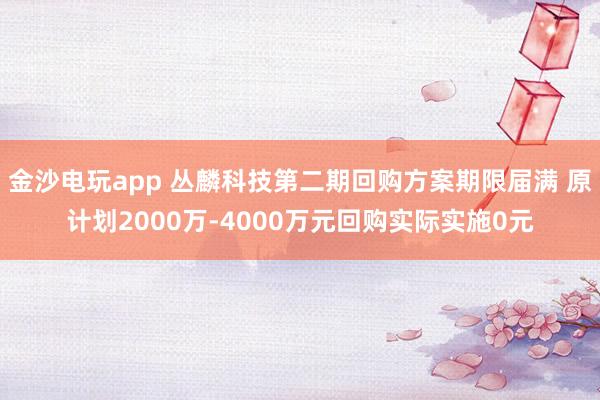 金沙電玩app 叢麟科技第二期回購(gòu)方案期限屆滿 原計(jì)劃2000萬(wàn)-4000萬(wàn)元回購(gòu)實(shí)際實(shí)施0元
