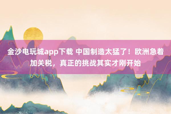 金沙電玩城app下載 中國制造太猛了！歐洲急著加關(guān)稅，真正的挑戰(zhàn)其實才剛開始