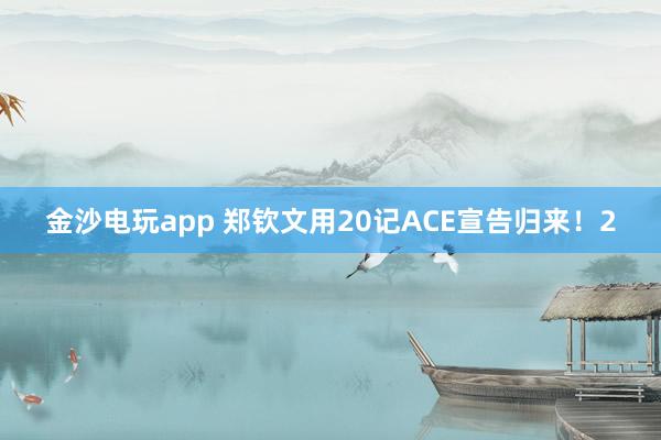 金沙電玩app 鄭欽文用20記ACE宣告歸來！2