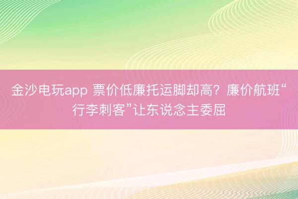 金沙電玩app 票價低廉托運腳卻高?廉價航班“行李刺客”讓東說念主委屈
